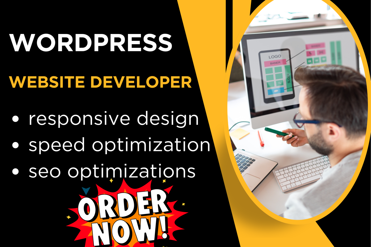 Dark Blue and Yellow Modern Custom Website Design Poster